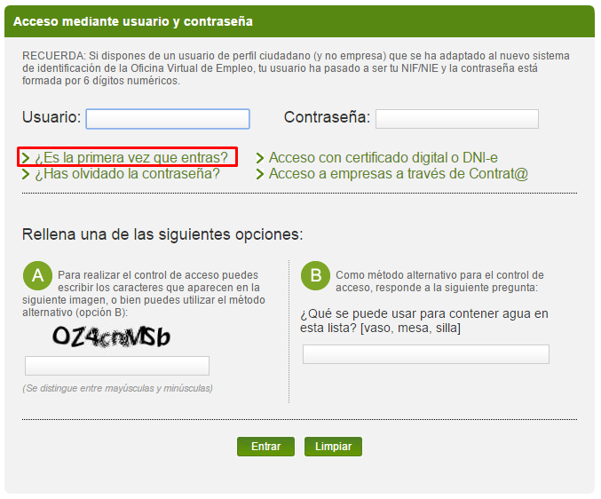 acceso usuario y contraseña