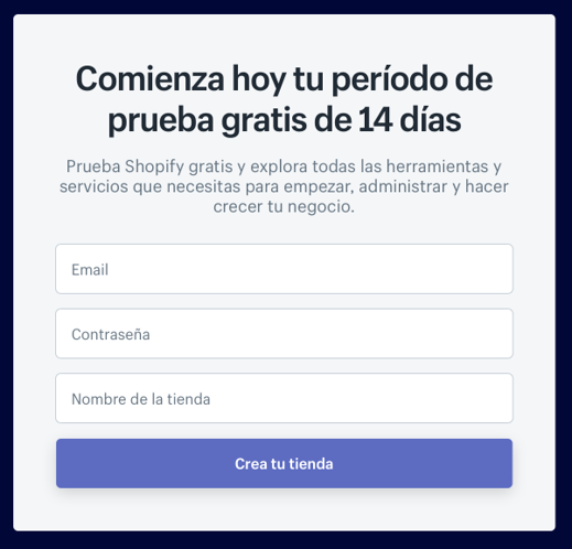 Registro shopify