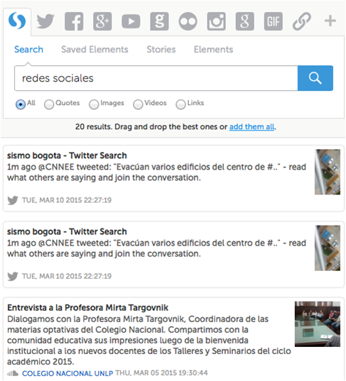 imagen de interfaz de storify