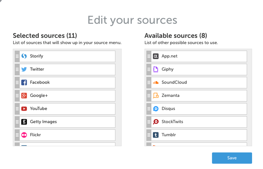 imagen de interfaz de storify