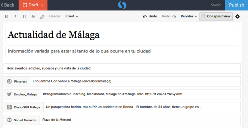 imagen de interfaz de storify