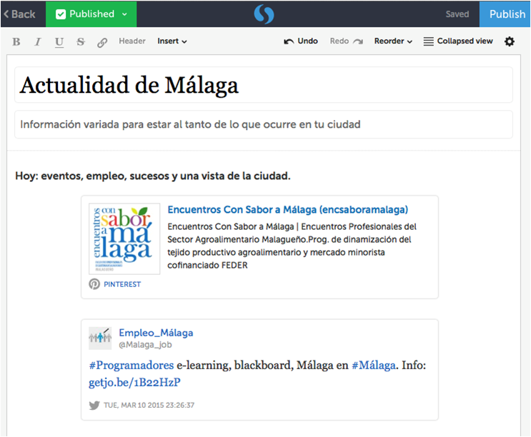 imagen de una publicación con storify