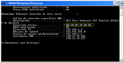 imagen de una consola de comandos de Windows