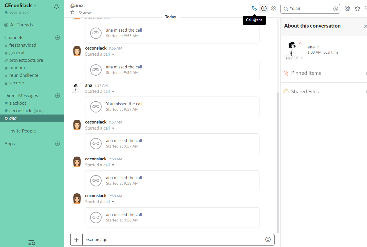 Llamadas en Slack