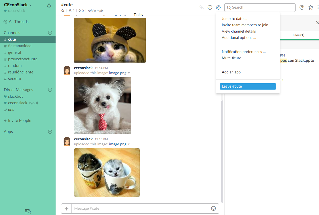 Abandonar un canal en Slack